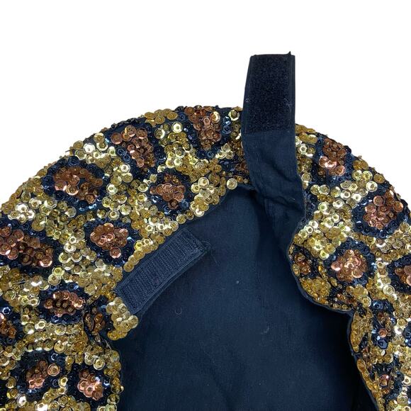 1990s Leopard Sequin Beret – Vintage Beaded Hat w/ Adjustable Strap main image 6
